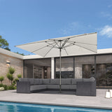 PURPLE LEAF Semi-Auto 1.9''/2.4''/3.1'' Pole Commercial Patio Umbrella Market Umbrella for Café, Restaurant & Hotel