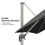 PURPLE LEAF Hailar Deluxe Aluminum Patio Umbrella with Base, Square and Rectangular Umbrella