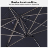 PURPLE LEAF Hailar Deluxe Aluminum Patio Umbrella with Base, Square and Rectangular Umbrella