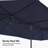 PURPLE LEAF Table Umbrella Double Sided Rectangular Patio Market Umbrella with Base