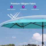 PURPLE LEAF Table Umbrella Double Sided Rectangular Patio Market Umbrella with Base