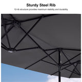 PURPLE LEAF Table Umbrella Double Sided Rectangular Patio Market Umbrella with Base