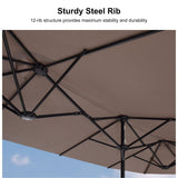 PURPLE LEAF Table Umbrella Double Sided Rectangular Patio Market Umbrella with Base