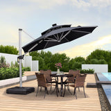 PURPLE LEAF Round Solar Lighted Cantilever Umbrella Outside Patio Umbrella with Lights
