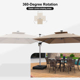 PURPLE LEAF Square Cantilever Umbrella with Base, Outdoor Umbrellas with Lights