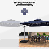 PURPLE LEAF SUNBRELLA Solar Cantilever Umbrella with Lights for Outdoor Patio