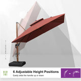 PURPLE LEAF Double Top 9 / 10 / 11 / 12 ft Square Aluminum Sun Umbrellas in Wood Color
