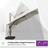 PURPLE LEAF Double Top 9 / 10 / 11 / 12 ft Square Aluminum Sun Umbrellas in Wood Color