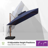 PURPLE LEAF Double Top 9 / 10 / 11 / 12 ft Square Aluminum Sun Umbrellas in Wood Color
