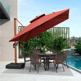 PURPLE LEAF Outdoor Garden Umbrella with Base, Cantilever Umbrellas in Wood Color