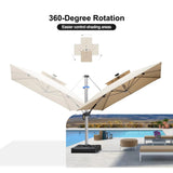 PURPLE LEAF SUNBRELLA Solar Cantilever Umbrella with Lights for Outdoor Patio