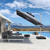 PURPLE LEAF SUNBRELLA Solar Cantilever Umbrella with Lights for Outdoor Patio