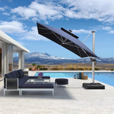 PURPLE LEAF SUNBRELLA Solar Cantilever Umbrella with Lights for Outdoor Patio