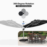 PURPLE LEAF Round Solar Lighted Cantilever Umbrella Outside Patio Umbrella with Lights