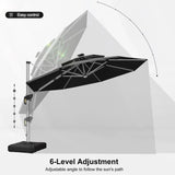 PURPLE LEAF Round Solar Lighted Cantilever Umbrella Outside Patio Umbrella with Lights