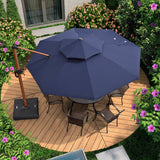 PURPLE LEAF Outdoor Garden Umbrella with Base, Cantilever Umbrellas in Wood Color