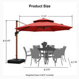 PURPLE LEAF Outdoor Garden Umbrella with Base, Cantilever Umbrellas in Wood Color