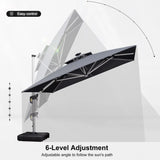 PURPLE LEAF Square Cantilever Umbrella with Base, Outdoor Umbrellas with Lights