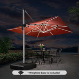 PURPLE LEAF Square Cantilever Umbrella with Base, Outdoor Umbrellas with Lights