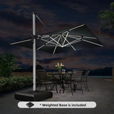 PURPLE LEAF Square Cantilever Umbrella with Base, Outdoor Umbrellas with Lights
