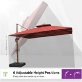 PURPLE LEAF Double Top 9 / 10 / 11 / 12 ft Square Aluminum Sun Umbrellas in Wood Color