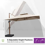PURPLE LEAF Double Top 9 / 10 / 11 / 12 ft Square Aluminum Sun Umbrellas in Wood Color
