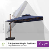 PURPLE LEAF Double Top 9 / 10 / 11 / 12 ft Square Aluminum Sun Umbrellas in Wood Color