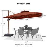 PURPLE LEAF Outdoor Garden Umbrella with Base, Cantilever Umbrellas in Wood Color