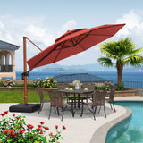 PURPLE LEAF Outdoor Garden Umbrella with Base, Cantilever Umbrellas in Wood Color