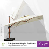 PURPLE LEAF Double Top 9 / 10 / 11 / 12 ft Square Aluminum Sun Umbrellas in Wood Color