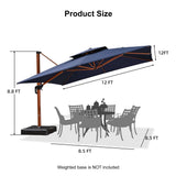 PURPLE LEAF Outdoor Garden Umbrella with Base, Cantilever Umbrellas in Wood Color
