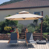 PURPLE LEAF Double Top 9 / 10 / 11 / 12 ft Square Aluminum Sun Umbrellas in Wood Color