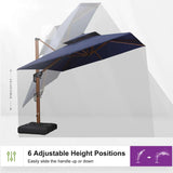 PURPLE LEAF Double Top 9 / 10 / 11 / 12 ft Square Aluminum Sun Umbrellas in Wood Color