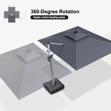 PURPLE LEAF SUNBRELLA Solar Cantilever Umbrella with Lights for Outdoor Patio