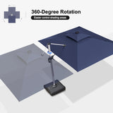 PURPLE LEAF SUNBRELLA Solar Cantilever Umbrella with Lights for Outdoor Patio