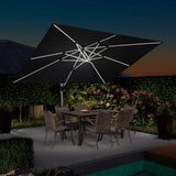 PURPLE LEAF Rectangular Cantilever Umbrella with Base, Outdoor Umbrellas with Lights
