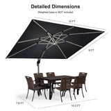 PURPLE LEAF SUNBRELLA Solar Cantilever Umbrella with Lights for Outdoor Patio
