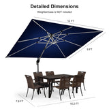 PURPLE LEAF SUNBRELLA Solar Cantilever Umbrella with Lights for Outdoor Patio