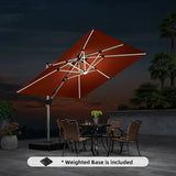 PURPLE LEAF Square Cantilever Umbrella with Base, Outdoor Umbrellas with Lights