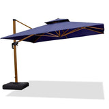 PURPLE LEAF Double Top 9 / 10 / 11 / 12 ft Square Aluminum Sun Umbrellas in Wood Color