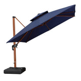 PURPLE LEAF Double Top 9 / 10 / 11 / 12 ft Square Aluminum Sun Umbrellas in Wood Color