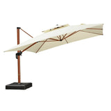 PURPLE LEAF Double Top 9 / 10 / 11 / 12 ft Square Aluminum Sun Umbrellas in Wood Color