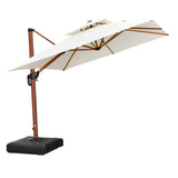 PURPLE LEAF Double Top 9 / 10 / 11 / 12 ft Square Aluminum Sun Umbrellas in Wood Color