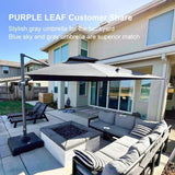 PURPLE LEAF UV50+ Fade Resistant Cantilever Umbrella, Patio Umbrellas with Base
