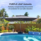 PURPLE LEAF UV50+ Fade Resistant Cantilever Umbrella, Patio Umbrellas with Base