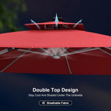 PURPLE LEAF Rectangular Cantilever Umbrella with Base, Outdoor Umbrellas with Lights