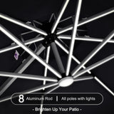 PURPLE LEAF Round Solar Lighted Cantilever Umbrella Outside Patio Umbrella with Lights