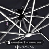 PURPLE LEAF Round Cantilever Umbrella with Base, Outdoor Umbrellas with Lights