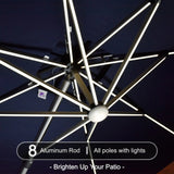 PURPLE LEAF Rectangular Cantilever Umbrella with Base, Outdoor Umbrellas with Lights