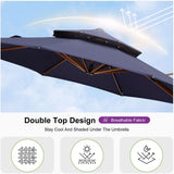 PURPLE LEAF Outdoor Garden Umbrella with Base, Cantilever Umbrellas in Wood Color